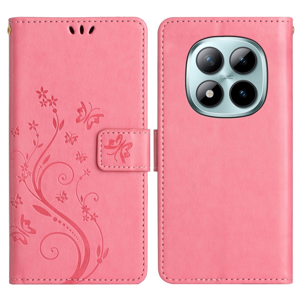 Virágok könyv tok Xiaomi Redmi Note 15 Pro+ 5G/Xiaomi Poco M8 Pro 5G - rózsaszínű