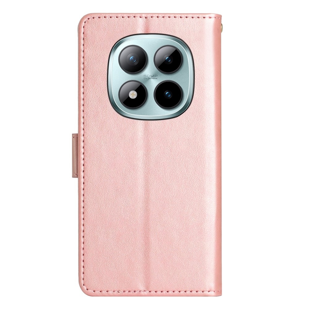 Virágok könyv tok Xiaomi Redmi Note 15 Pro+ 5G/Xiaomi Poco M8 Pro 5G - rózsa arany