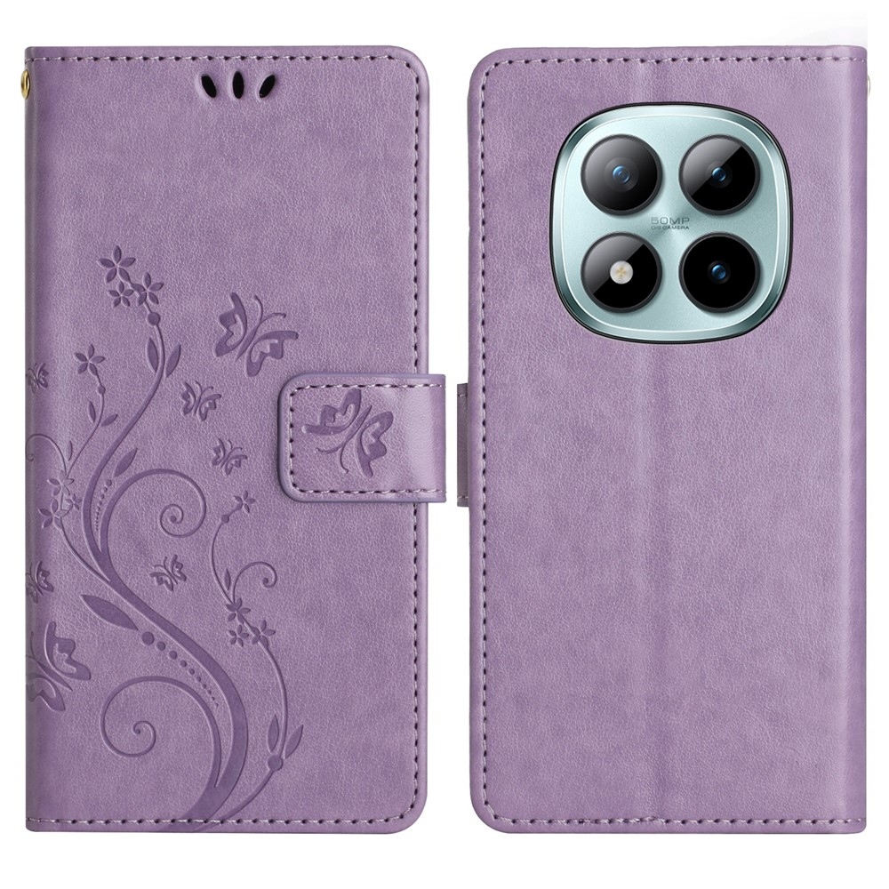 Virágok könyv tok Xiaomi Redmi Note 15 Pro+ 5G/Xiaomi Poco M8 Pro 5G - világos lila