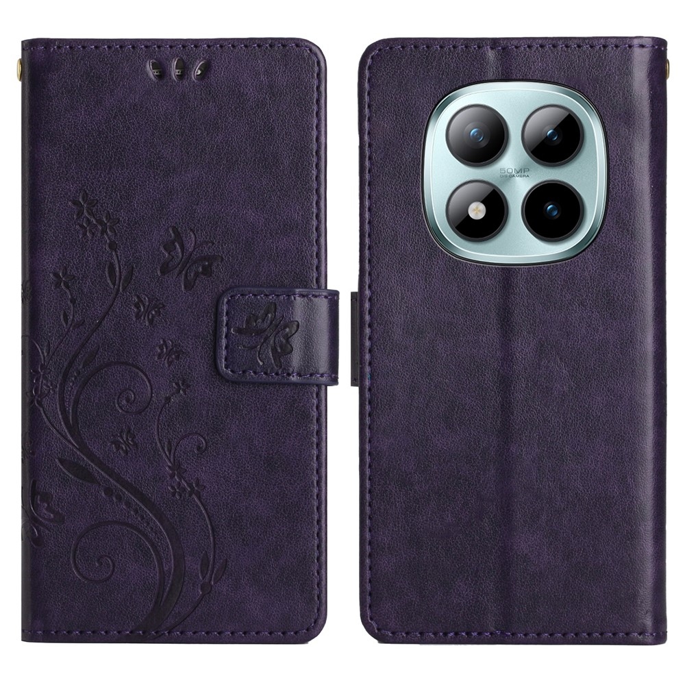 Virágok könyv tok Xiaomi Redmi Note 15 Pro+ 5G/Xiaomi Poco M8 Pro 5G - sötét lila