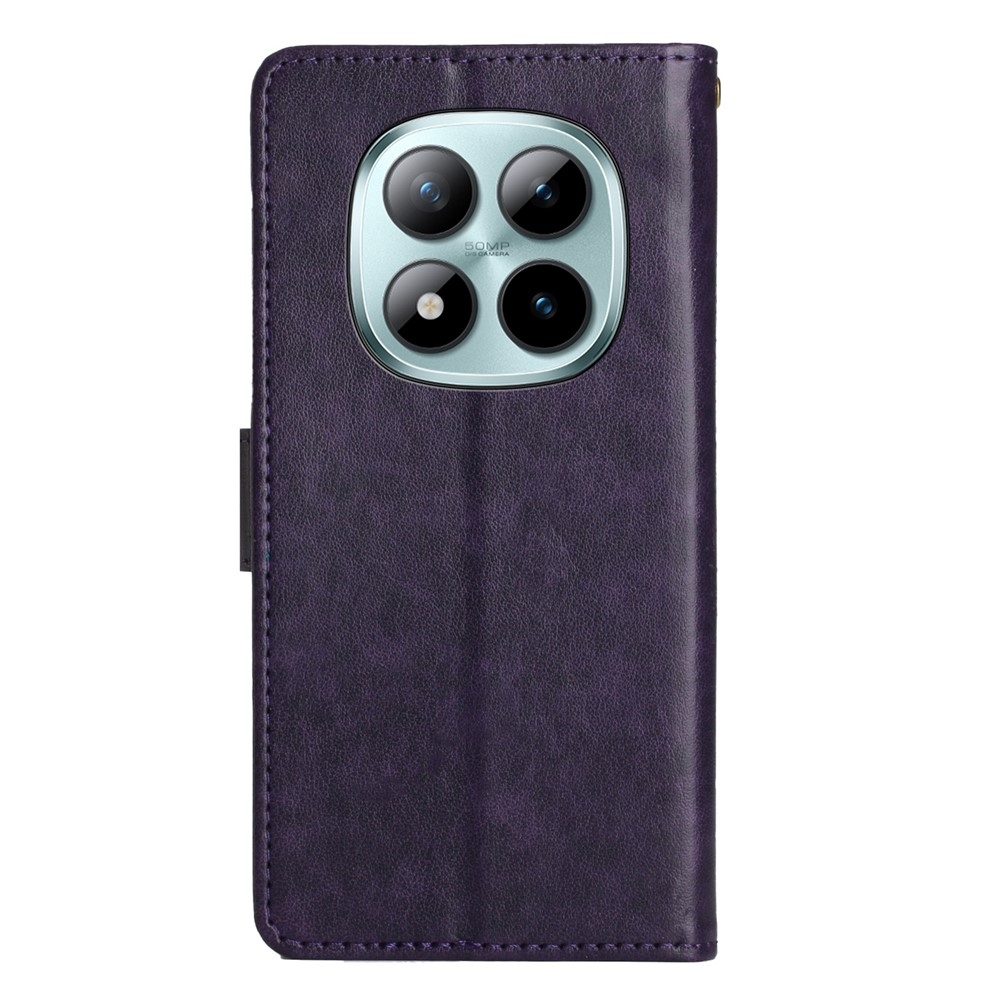 Virágok könyv tok Xiaomi Redmi Note 15 Pro+ 5G/Xiaomi Poco M8 Pro 5G - sötét lila