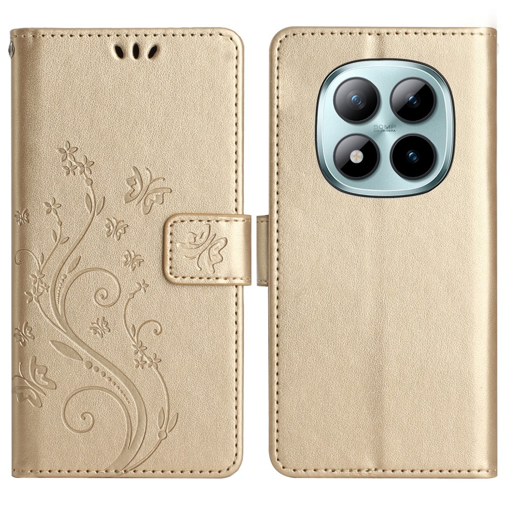 Virágok könyv tok Xiaomi Redmi Note 15 Pro+ 5G/Xiaomi Poco M8 Pro 5G - arany színben
