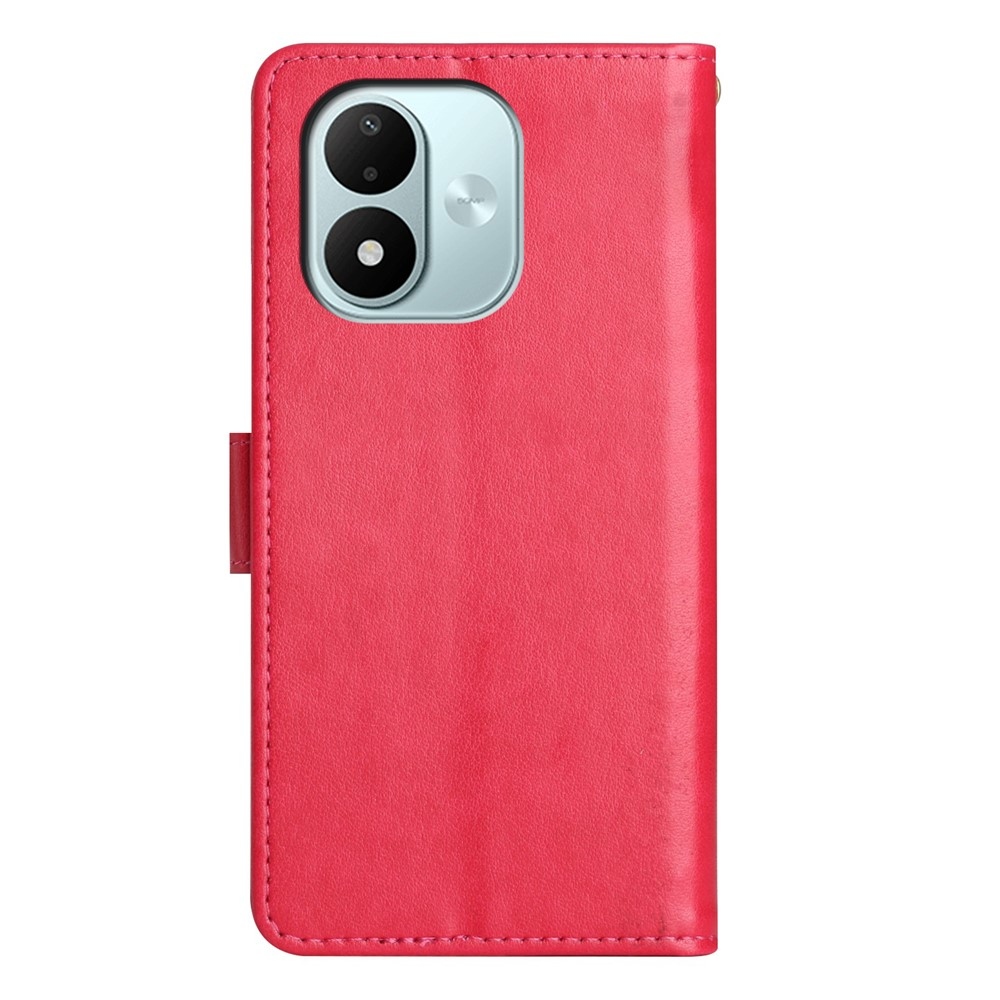 Flowers könyvformájú tok a Xiaomi Redmi Note 17 4G/5G-hez – piros