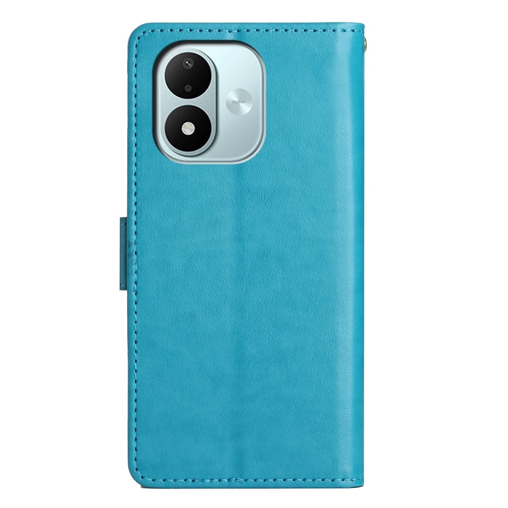 Flowers könyvformájú tok a Xiaomi Redmi Note 17 4G/5G-hez – kék