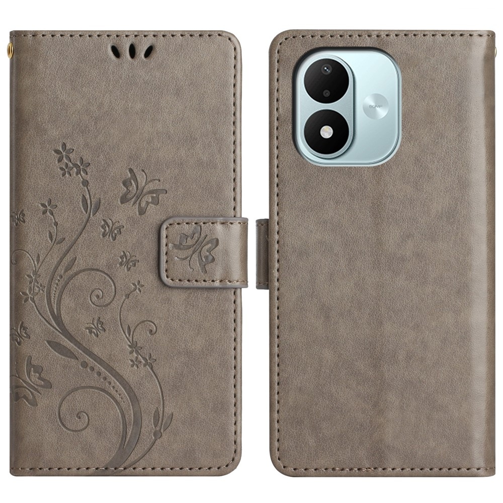 Flowers könyvformájú tok a Xiaomi Redmi Note 17 4G/5G-hez – szürke