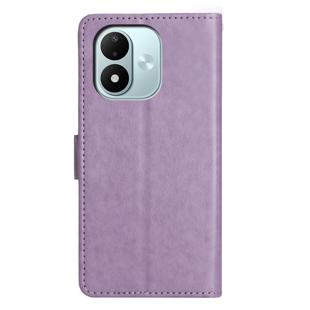 Flowers könyvformájú tok a Xiaomi Redmi Note 17 4G/5G-hez – világos lila