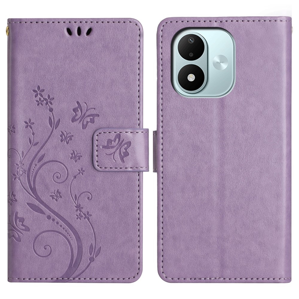 Flowers könyvformájú tok a Xiaomi Redmi Note 17 4G/5G-hez – világos lila