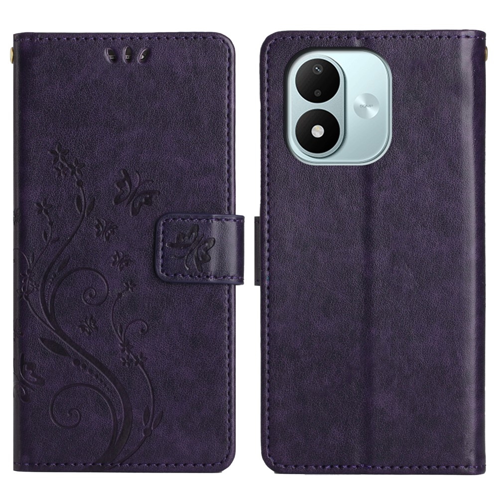 Flowers könyvhátlap a Xiaomi Redmi Note 17 4G/5G-hez – sötétlila