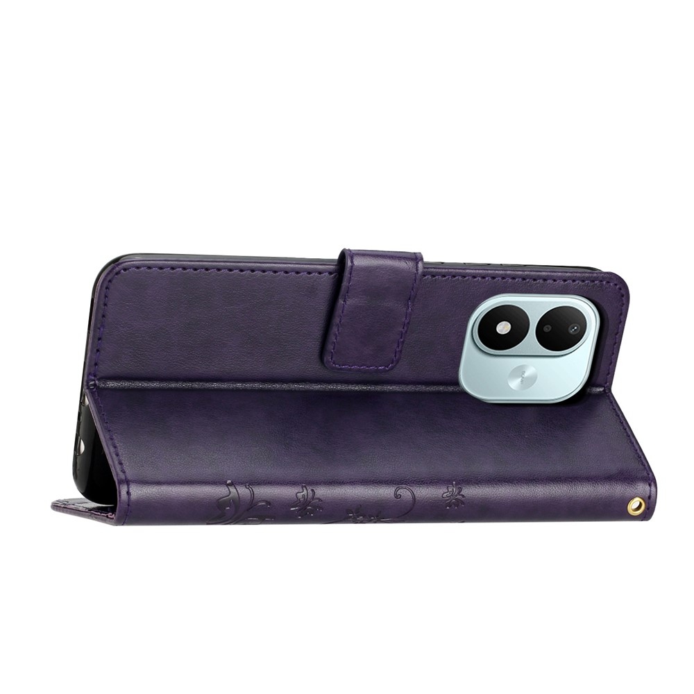 Flowers könyvhátlap a Xiaomi Redmi Note 17 4G/5G-hez – sötétlila