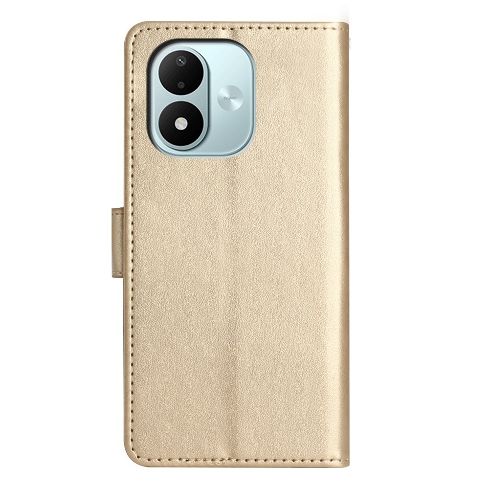Flowers könyvformájú tok a Xiaomi Redmi Note 17 4G/5G-hez – arany