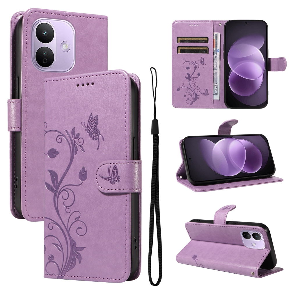 Flowers könyvhátlap a Xiaomi Redmi Note 17 Pro 5G-hez – világos lila