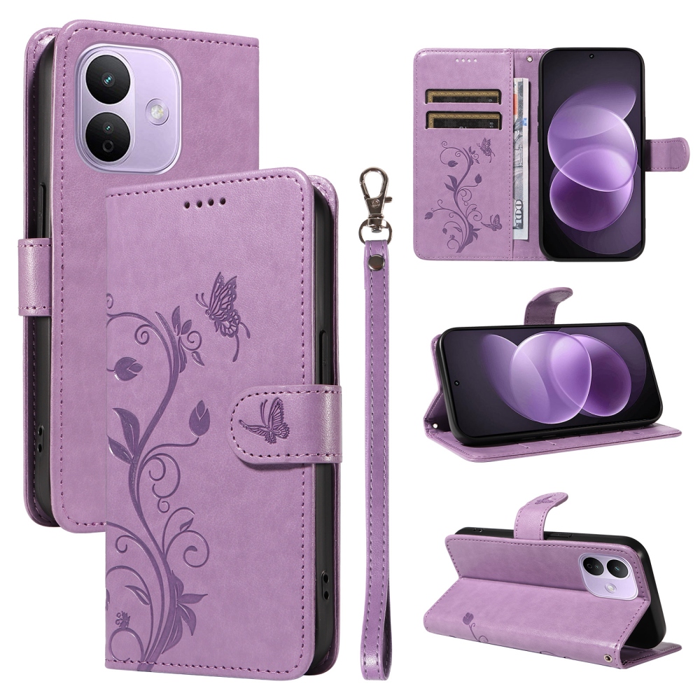 Flowers könyvhátlap a Xiaomi Redmi Note 17 Pro 5G-hez – világos lila