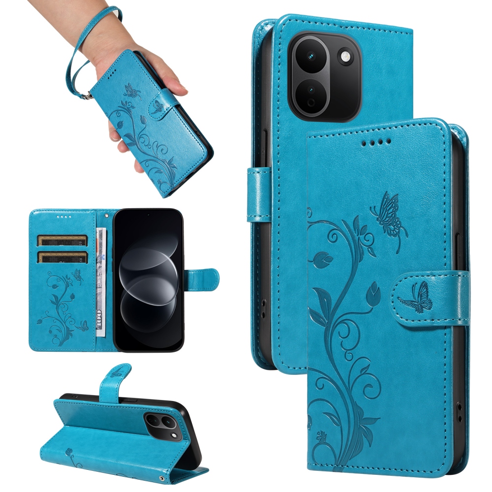 Flowers könyvformájú tok a Xiaomi Redmi Note 17 Pro Max 5G-hez – kék