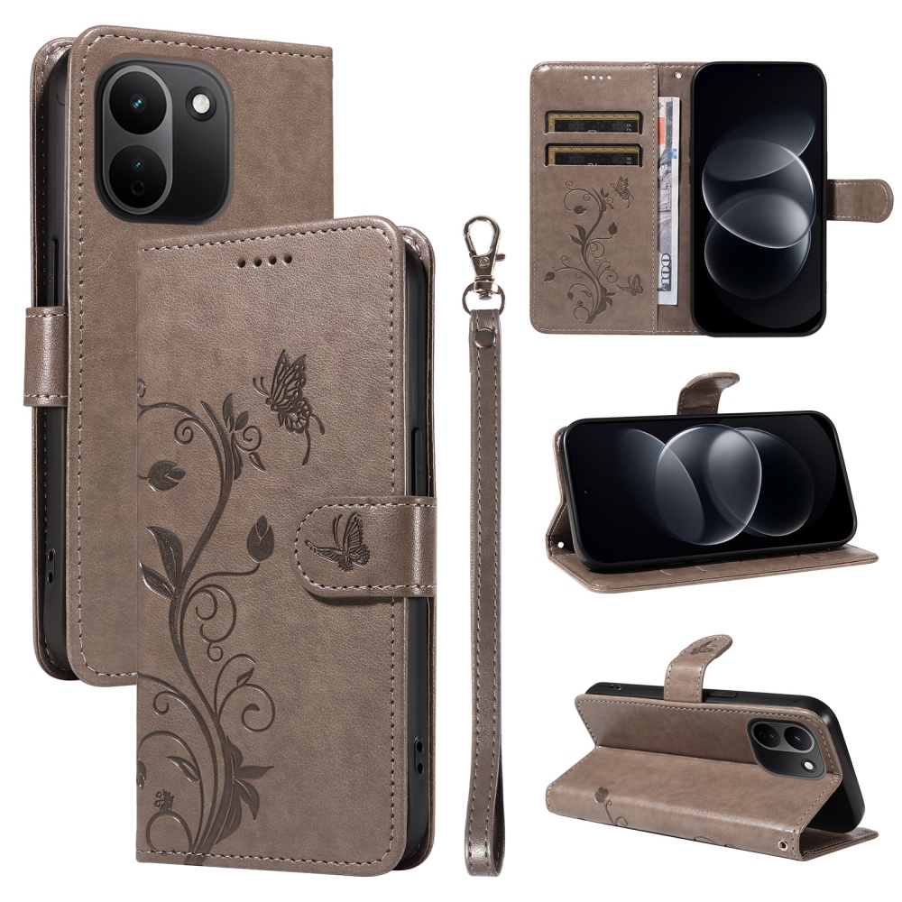Flowers könyvformájú tok a Xiaomi Redmi Note 17 Pro Max 5G-hez – szürke