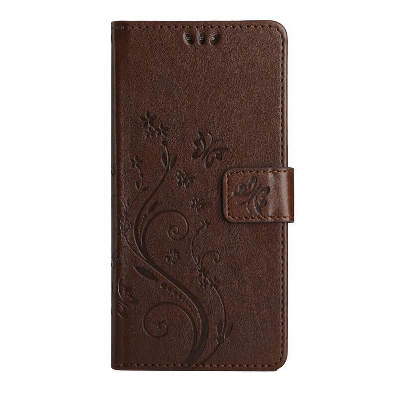 Virágok pénztárca tok Samsung Galaxy A54 5G-hez - barna