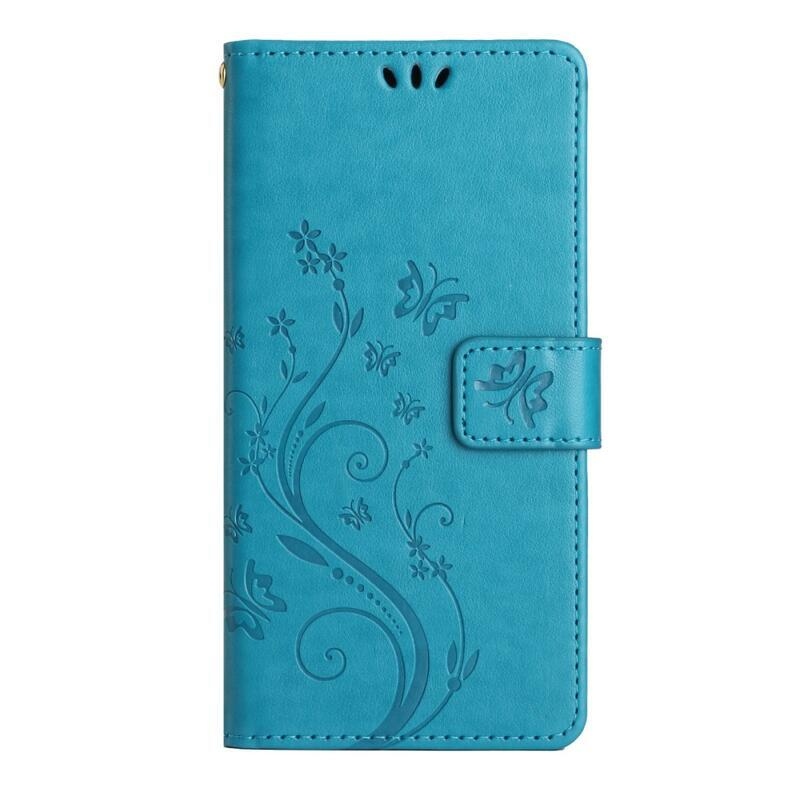 Virágok pénztárca tok Samsung Galaxy A54 5G - kék