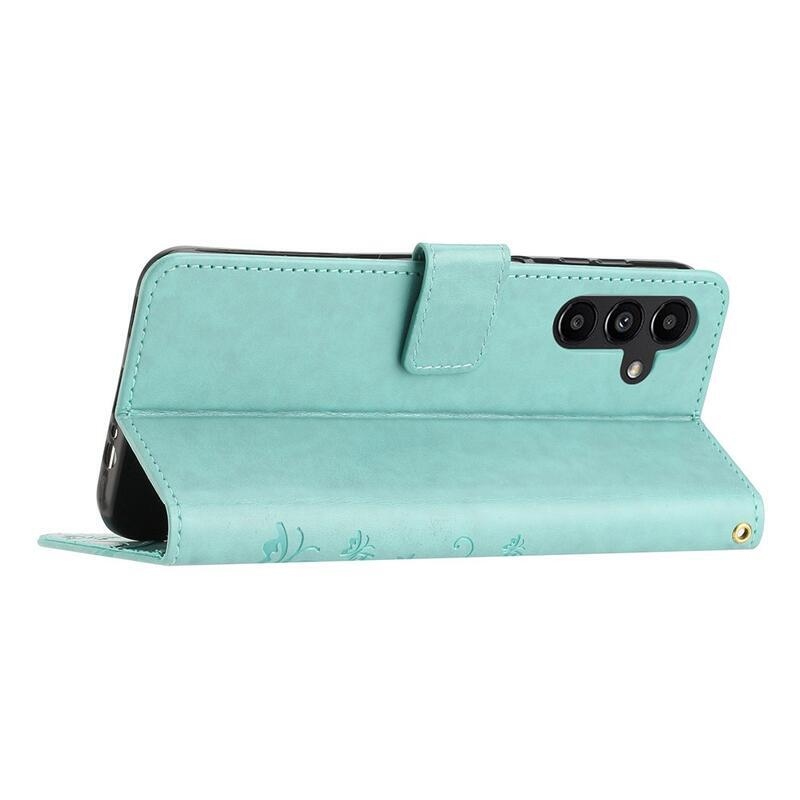 Virágok pénztárca tok Samsung Galaxy A54 5G-hez - teáskék