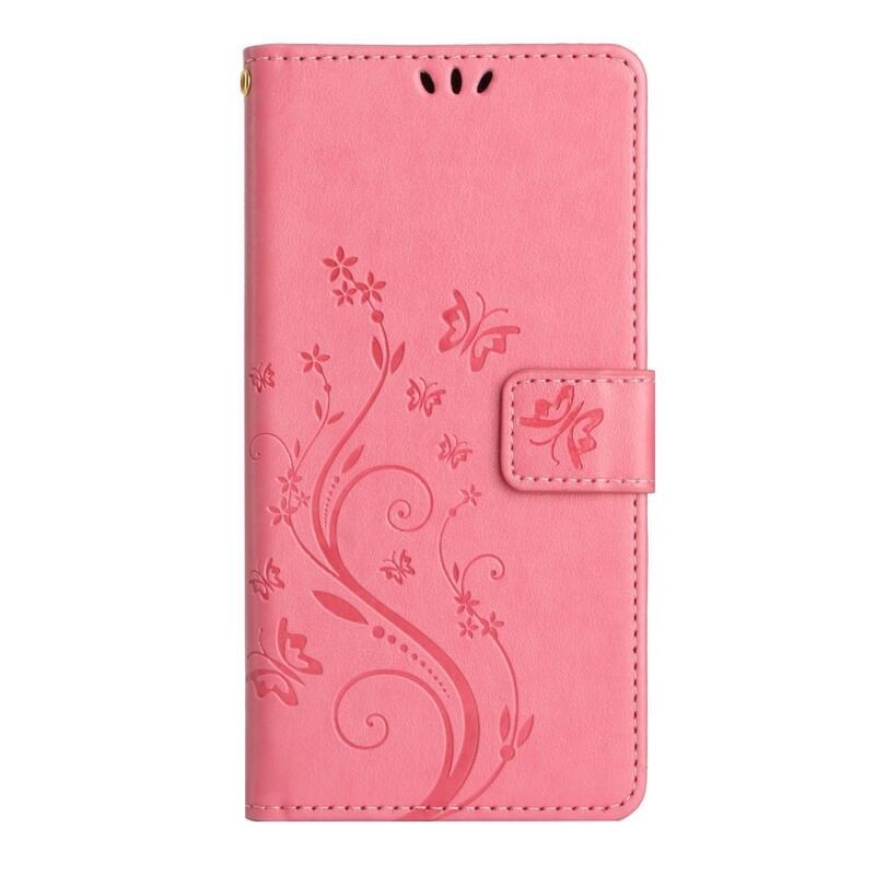 Virágok pénztárca tok Samsung Galaxy A54 5G-hez - rózsaszín