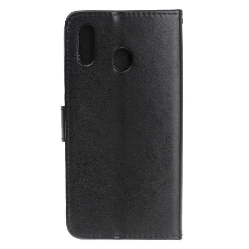 Virágok PU bőr pénztárca tok Samsung Galaxy A20e készülékhez - fekete