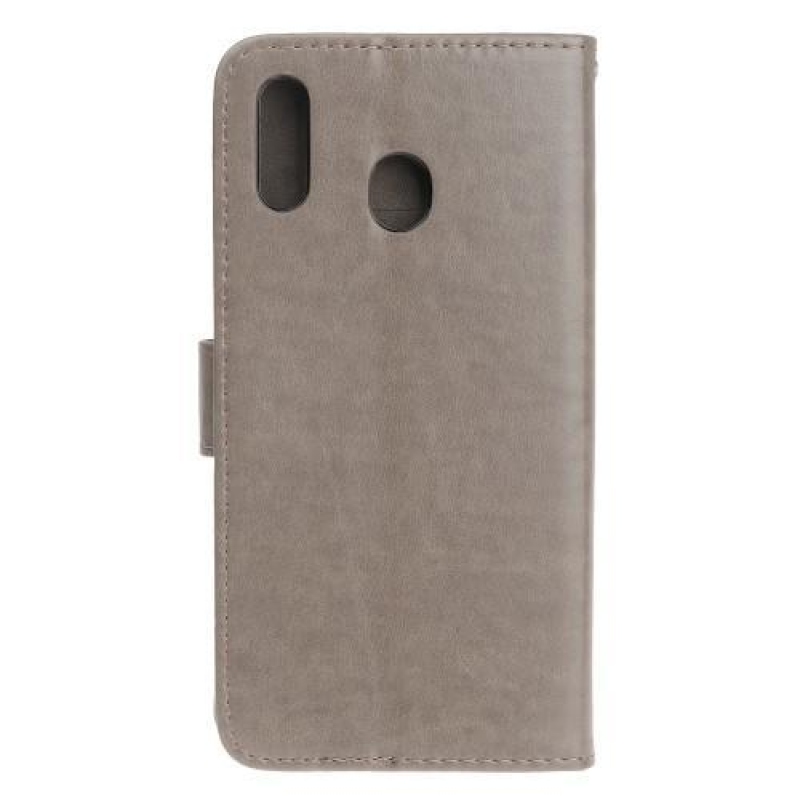 Virágok PU bőr pénztárca tok Samsung Galaxy A20e készülékhez - szürke