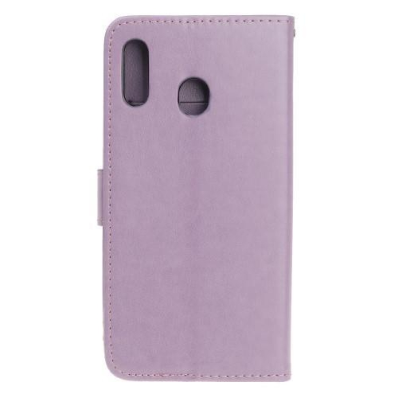 Virágok PU bőr pénztárca tok Samsung Galaxy A20e - világos lila