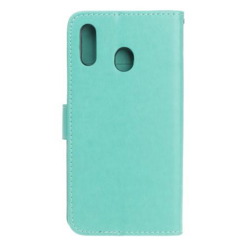 Virágok PU bőr pénztárca tok Samsung Galaxy A20e-hez - zöld