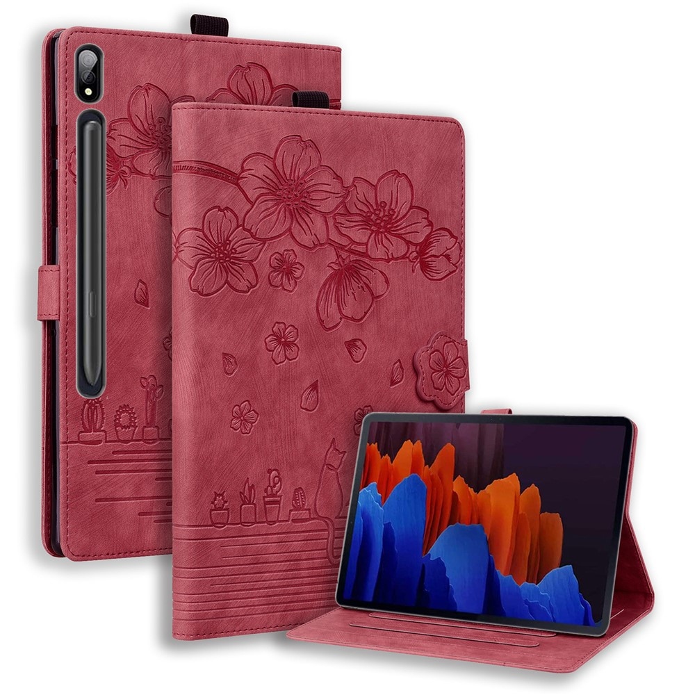 Flowers csukható tok a Samsung Galaxy Tab S12 Ultra/S11 Ultra/S10 Ultra készülékekhez – piros