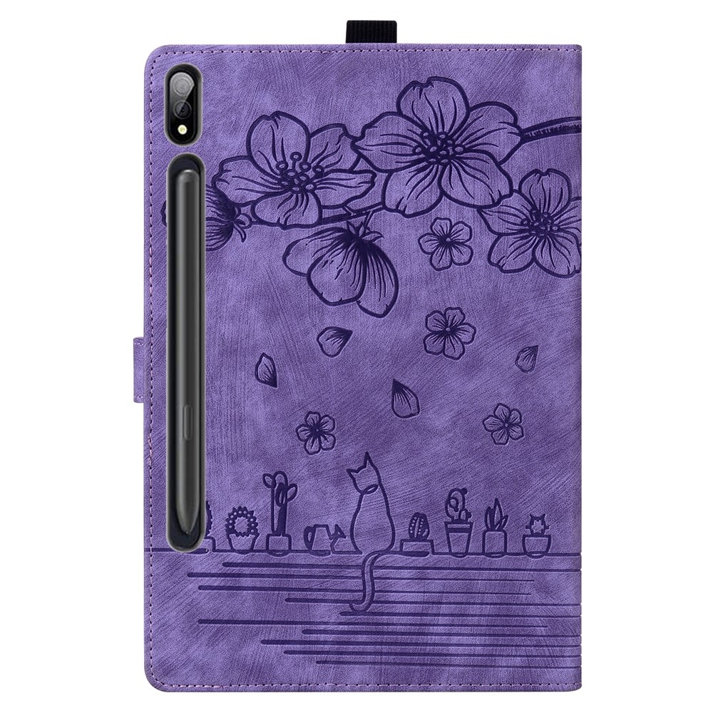 Flowers csukható tok a Samsung Galaxy Tab S12 Ultra/S11 Ultra/S10 Ultra készülékekhez – lila