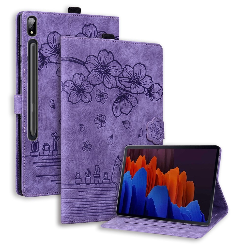 Flowers csukható tok a Samsung Galaxy Tab S12 Ultra/S11 Ultra/S10 Ultra készülékekhez – lila