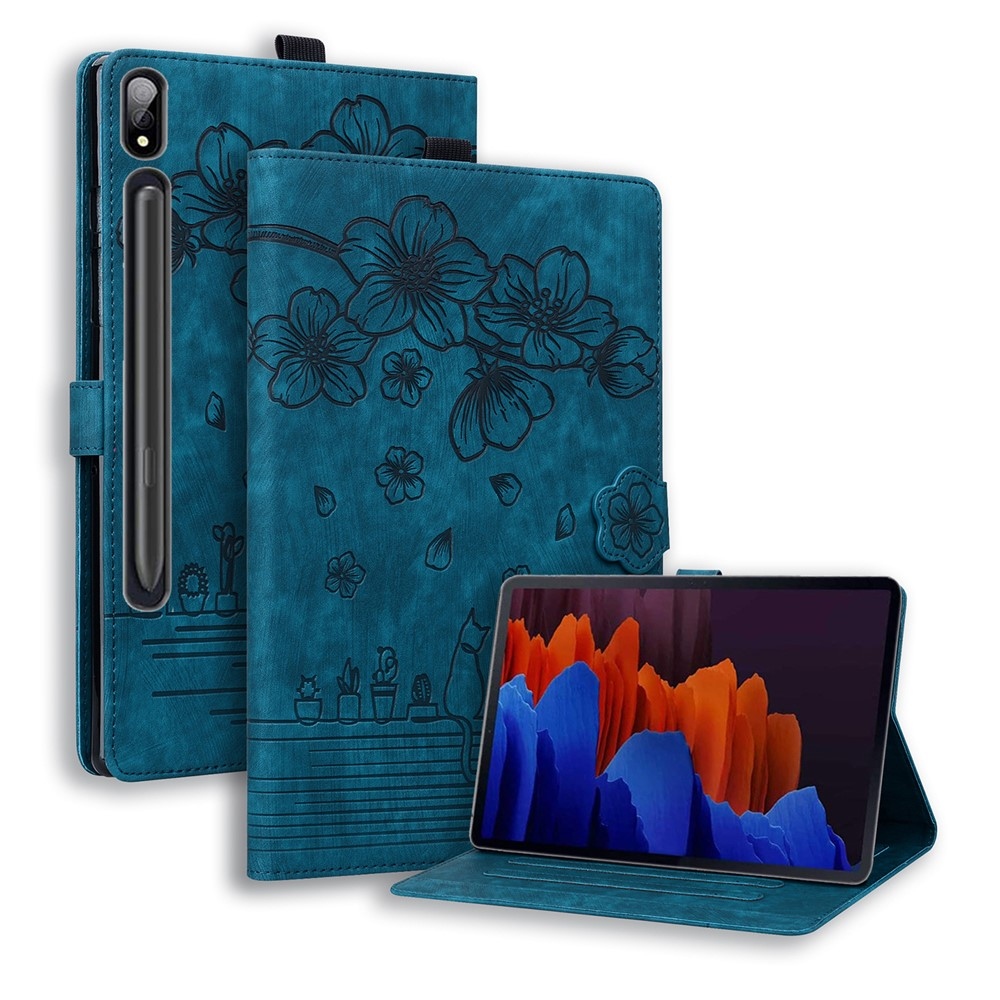 Flowers csukható tok a Samsung Galaxy Tab S12 Ultra/S11 Ultra/S10 Ultra készülékekhez – kék