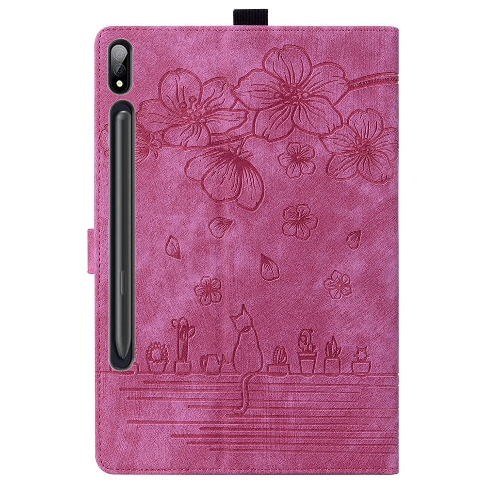 Flowers csukható tok a Samsung Galaxy Tab S12 Ultra/S11 Ultra/S10 Ultra készülékekhez – rózsaszín