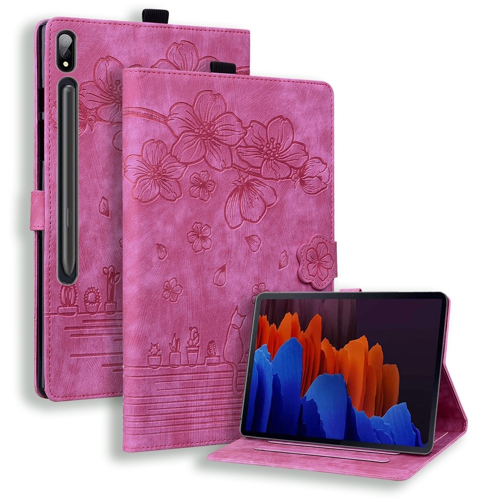 Flowers csukható tok a Samsung Galaxy Tab S12 Ultra/S11 Ultra/S10 Ultra készülékekhez – rózsaszín