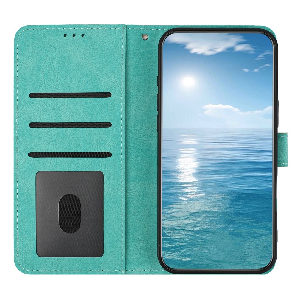 Virágmintás könyvtok a Google Pixel 11 Pro/11-hez – kékeszöld