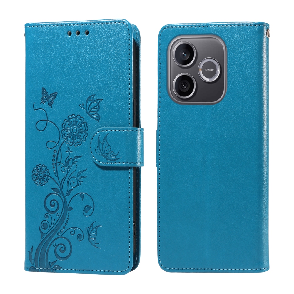 Virágos könyvtáska a Honor 600 Lite 5G készülékhez - kék