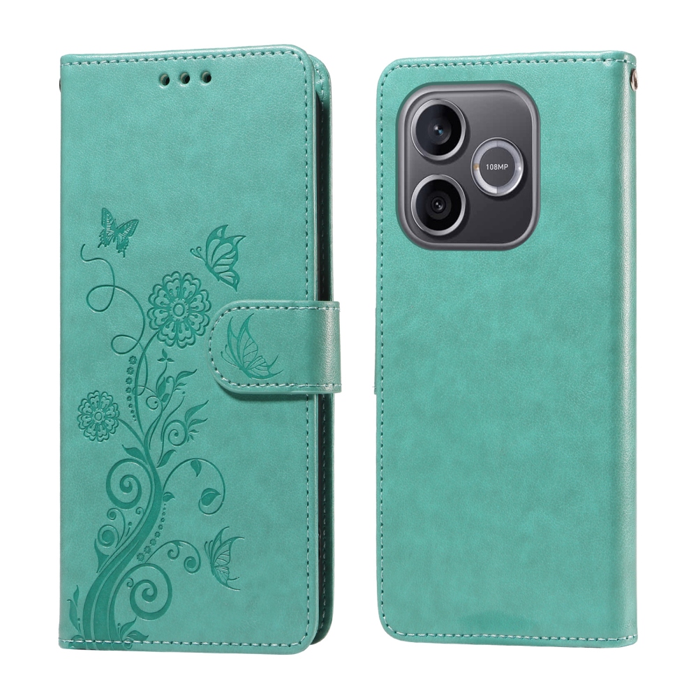 Virágos könyvtáska a Honor 600 Lite 5G készülékhez - teal színű