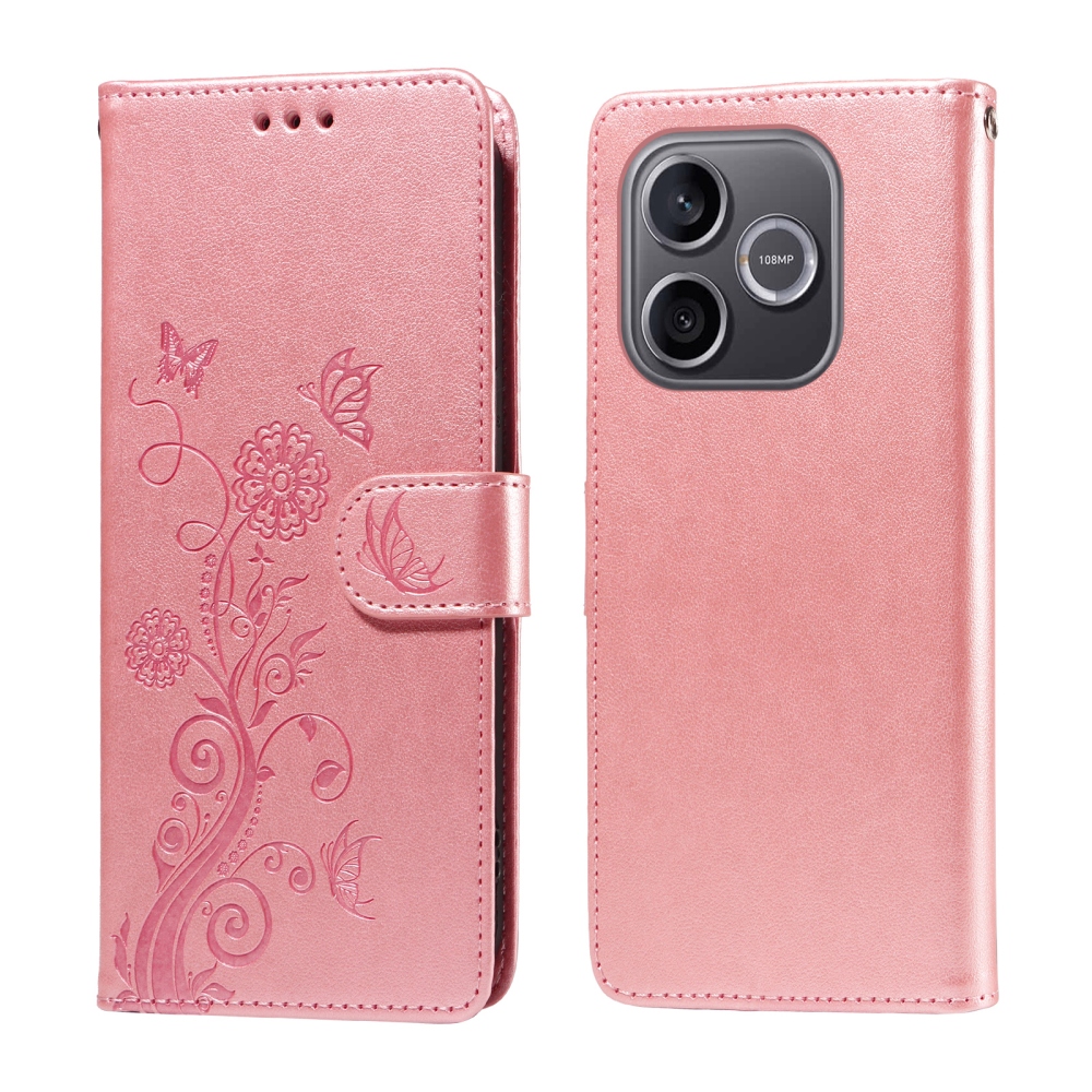 Virágos könyvtáska a Honor 600 Lite 5G készülékhez - rózsaszín