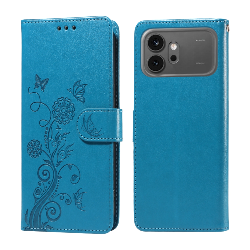 Virágos könyvtáska a Honor 600 Pro 5G/Honor 600 5G készülékhez - kék