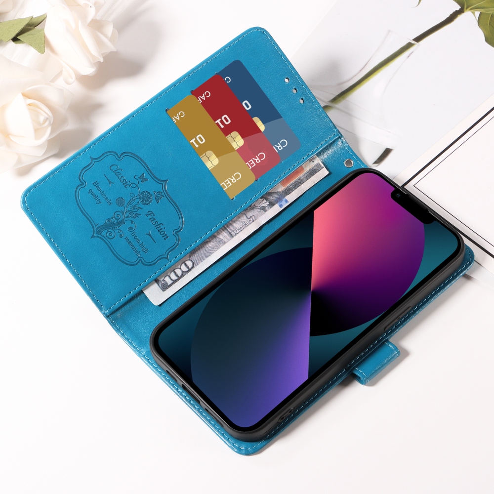 Virágos könyv tok Xiaomi 17T-hez - kék