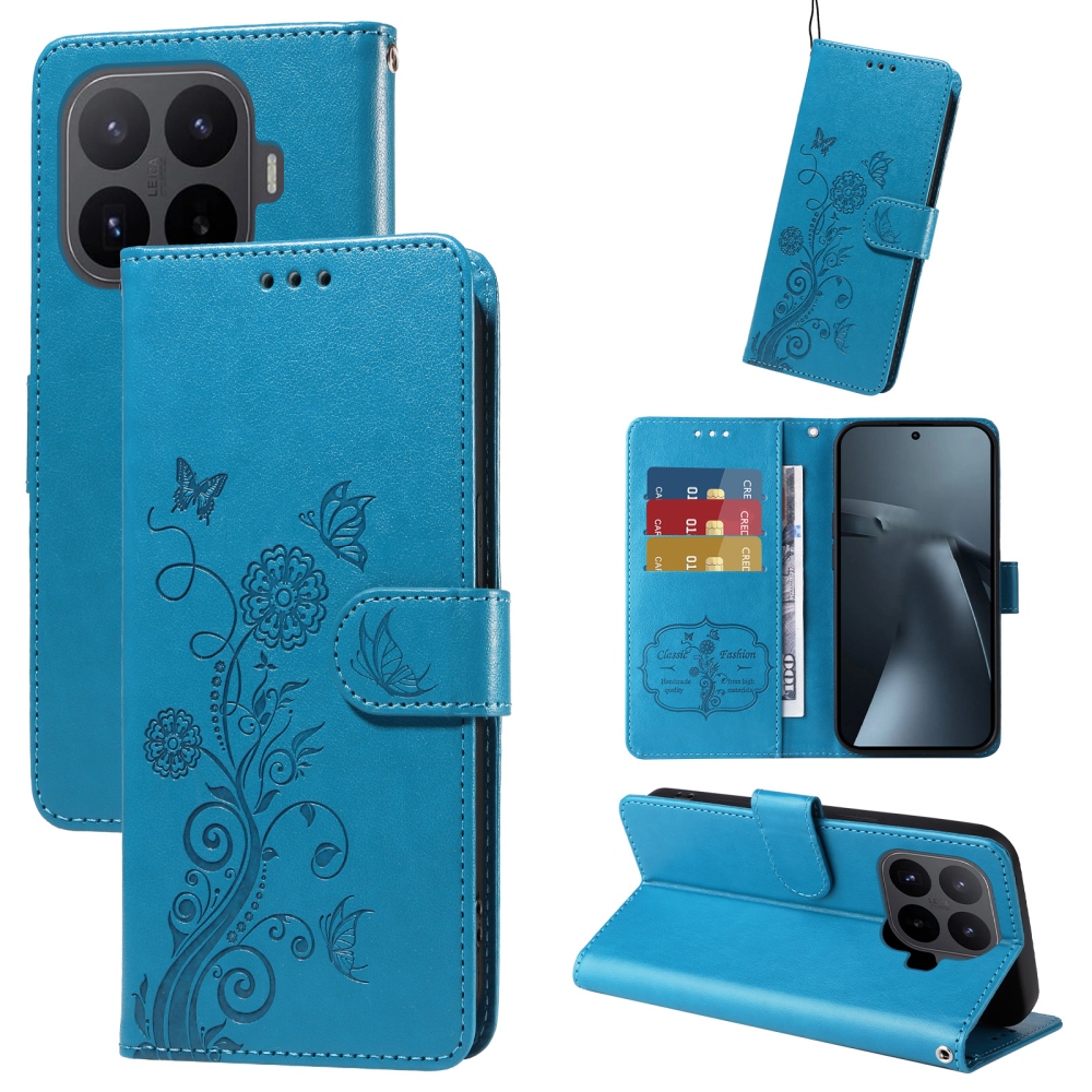 Virágos könyv tok Xiaomi 17T-hez - kék