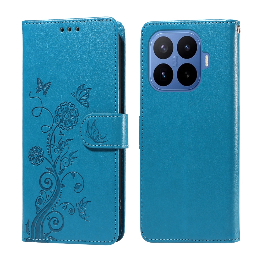 Virágos könyv tok a Xiaomi 17T Pro-hoz - kék