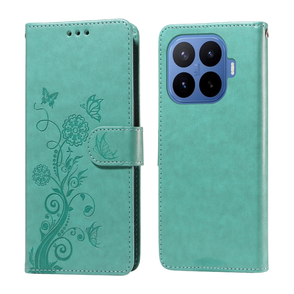 Virágos könyv tok a Xiaomi 17T Pro-hoz - teal színű