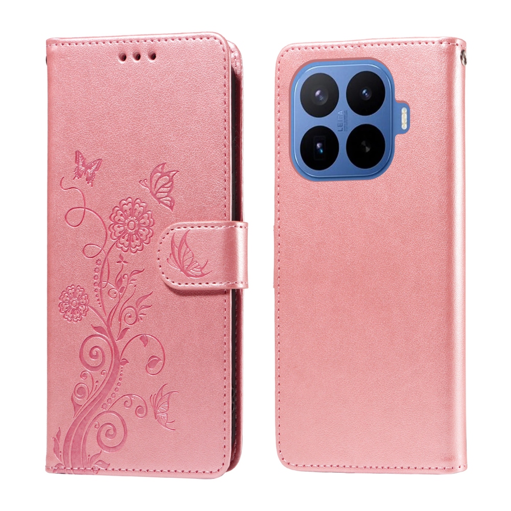 Virágos könyv tok a Xiaomi 17T Pro-hoz - rózsaszínű