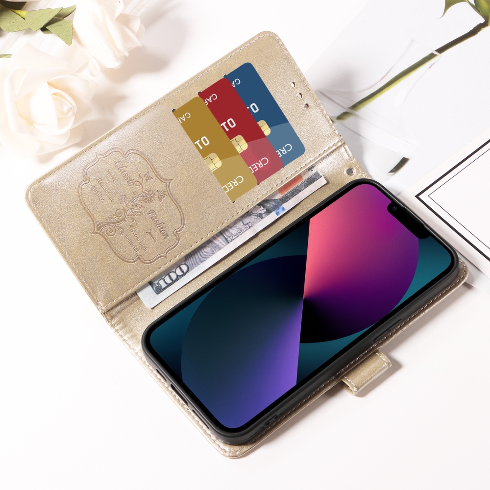 Virágos könyv tok a Xiaomi 17T Pro-hoz - arany színű