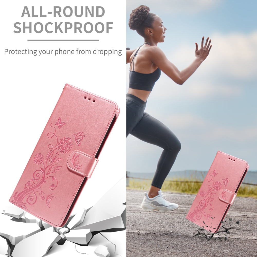 Virágos könyv tok a Xiaomi 17T-hez - rózsaszínű