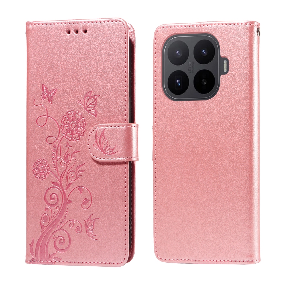 Virágos könyv tok a Xiaomi 17T-hez - rózsaszínű