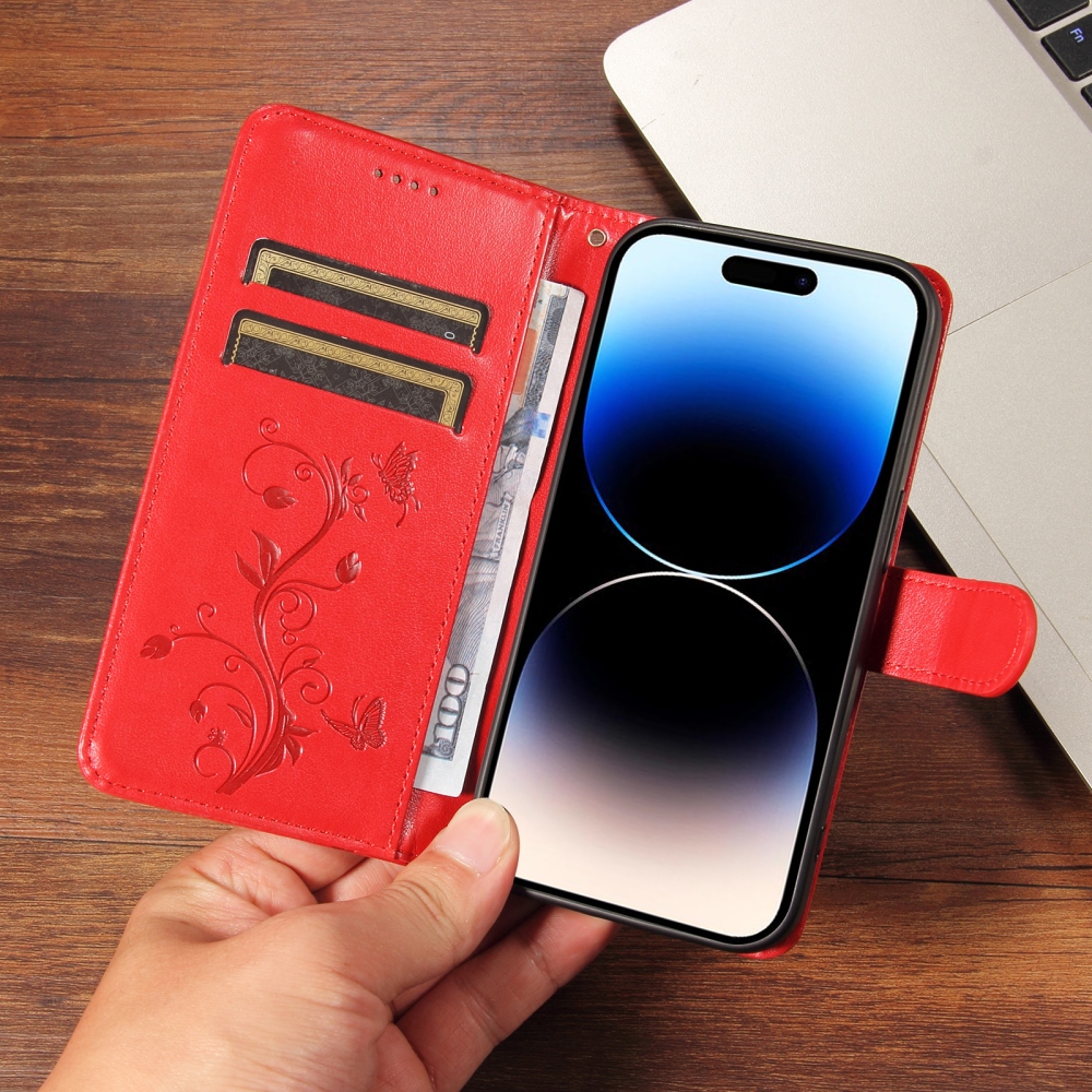 Virágmintás tok az Oppo Reno 16 Pro 5G/Oppo Reno 16 5G készülékhez – piros