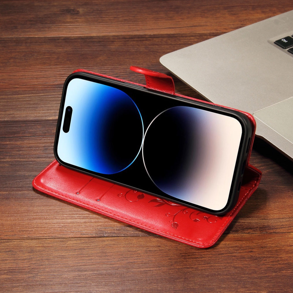 Virágmintás tok az Oppo Reno 16 Pro 5G/Oppo Reno 16 5G készülékhez – piros