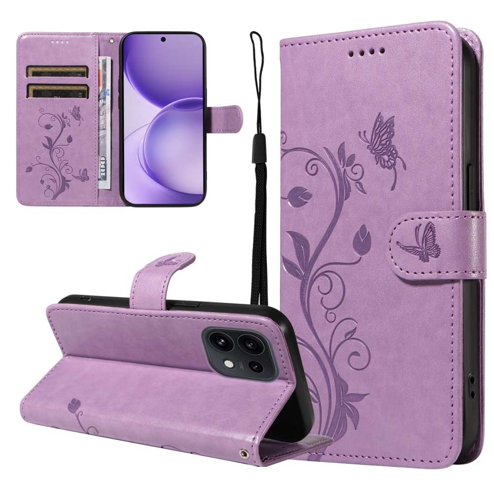 Virágmintás tok az Oppo Reno 16 Pro 5G/Oppo Reno 16 5G készülékhez – lila