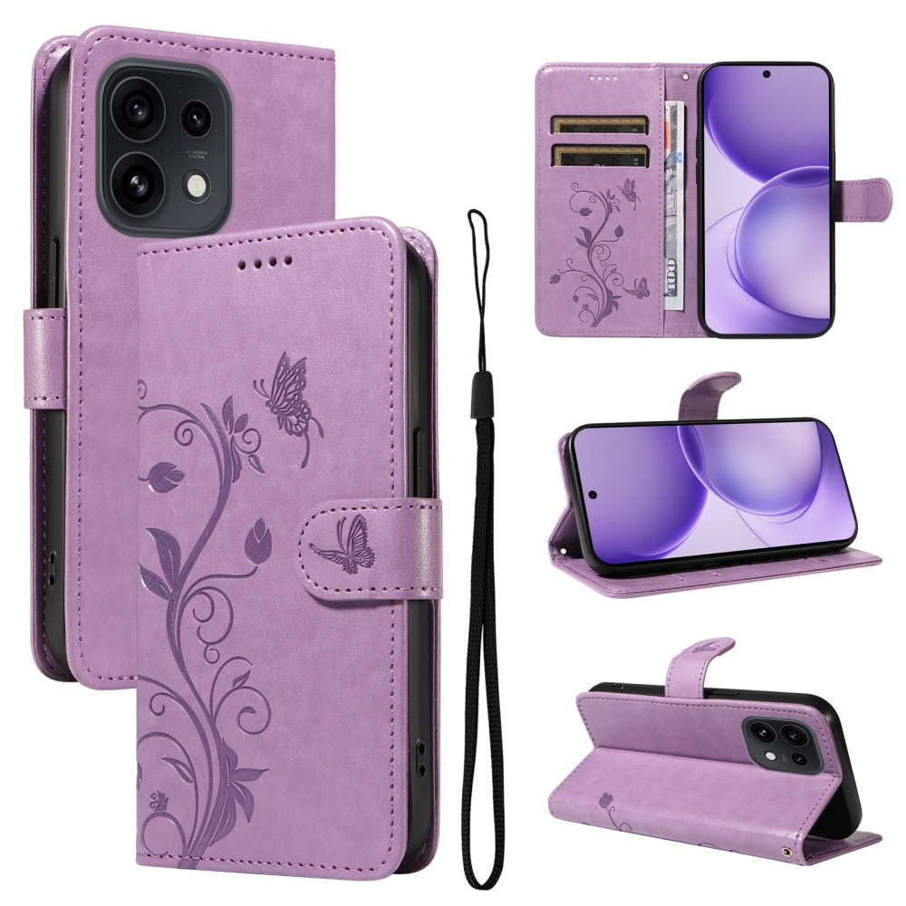 Virágmintás tok az Oppo Reno 16 Pro 5G/Oppo Reno 16 5G készülékhez – lila