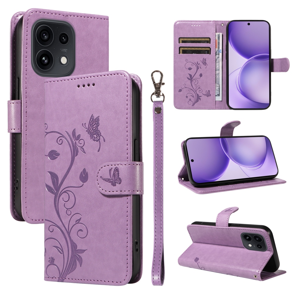 Virágmintás tok az Oppo Reno 16 Pro 5G/Oppo Reno 16 5G készülékhez – lila